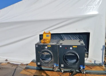 Meranie podtlaku a filtračné jednotky v kontrolovanom pásme pri odstraňovaní azbestu – letisko Praha